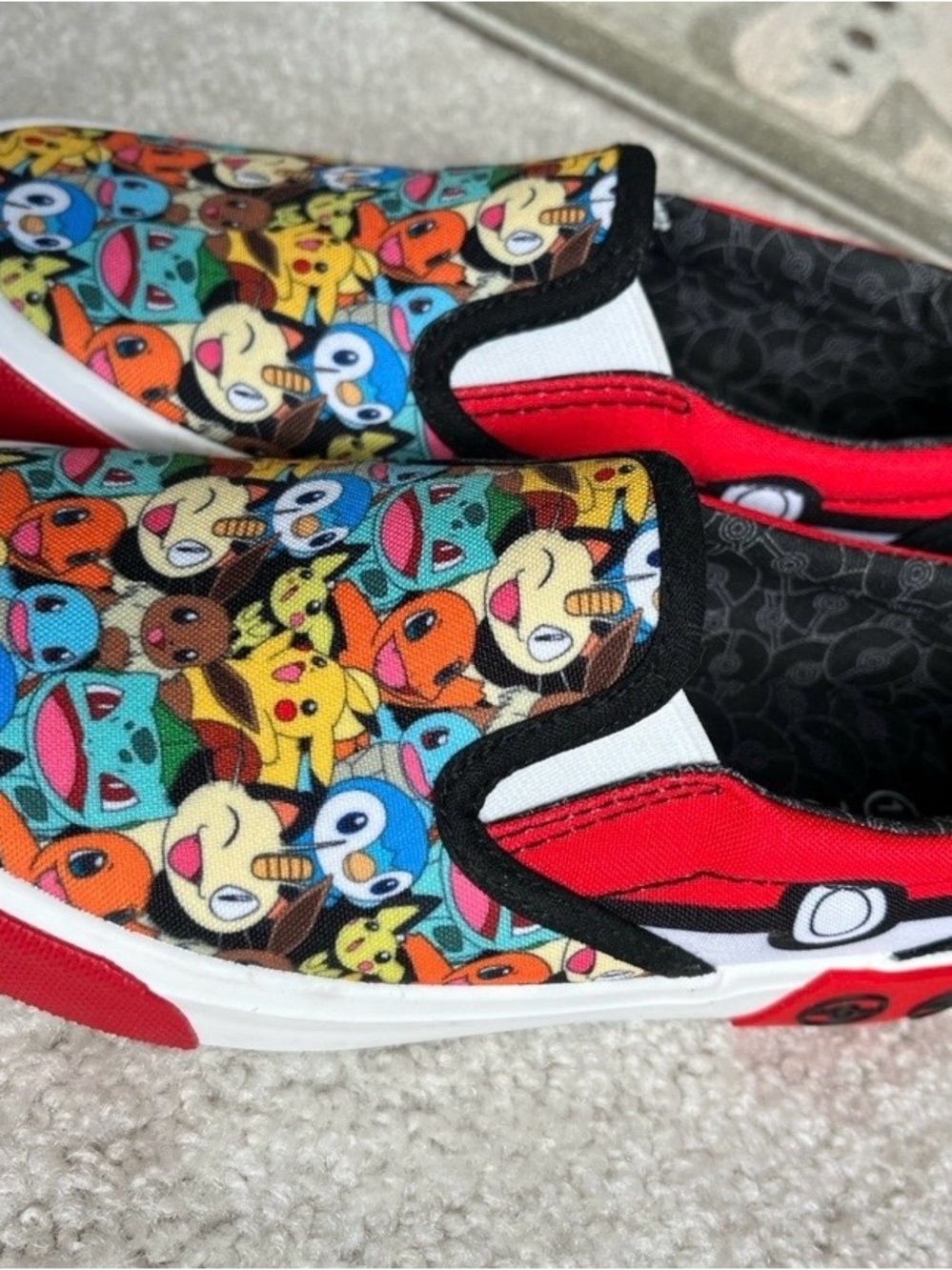 Pokemon Red Multi-Character Slip-On Sneakers